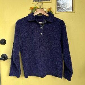 Alps Sherpa Quarter Button Sweatshirt in Purple Sz S